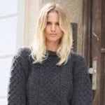 Lady wearing Grey Aran Summer Styles Sweater