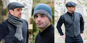 3 men wearing a variety of hats