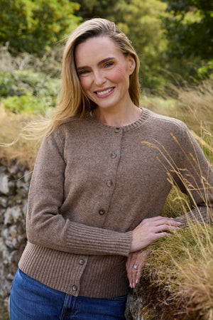 100% Lambswool Cardigan - Camel