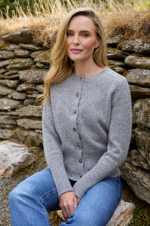 100% lambswool Cardigan - Grey