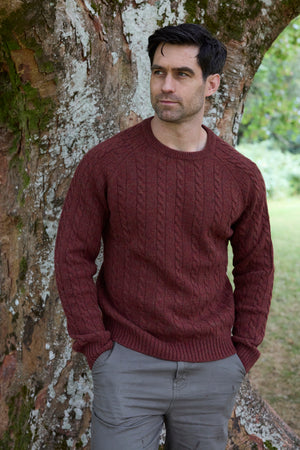 Men's 100% Lambswool Cable Knit Sweater – Bracken