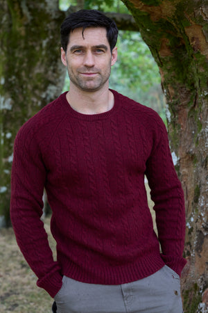 Men's 100% Lambswool Cable Knit Sweater – Bracken