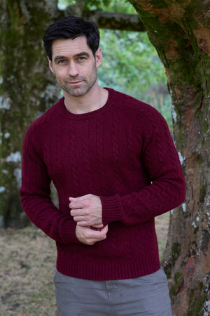 Men's 100% Lambswool Cable Knit Sweater – Bracken