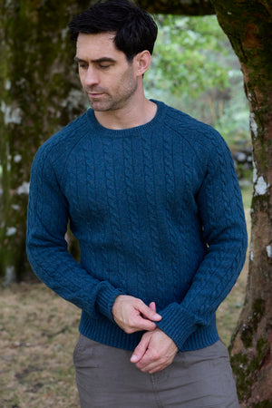 100% Lambswool Cable Knit Sweater Everglade