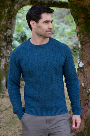 100% Lambswool Cable Knit Sweater Everglade