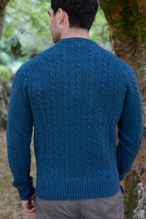 100% Lambswool Cable Knit Sweater Everglade