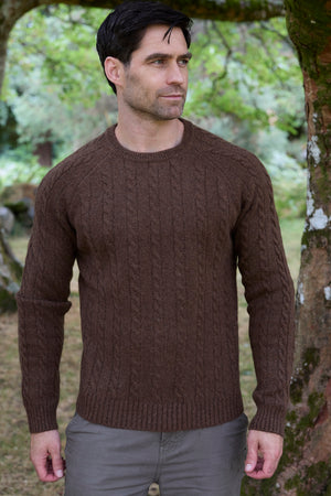 100% Lambswool Cable Knit Sweater - Grizzly