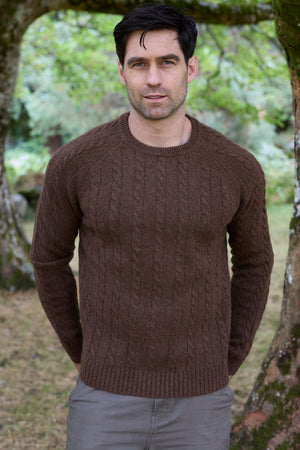 100% Lambswool Cable Knit Sweater - Grizzly
