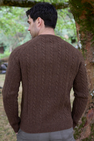 100% Lambswool Cable Knit Sweater - Grizzly