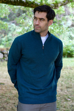 100% Lambswool Heavyweight 1/2 Zip Sweater – Everglade