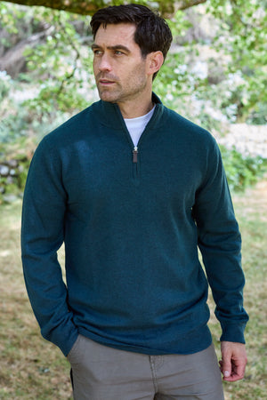 100% Lambswool Heavyweight 1/2 Zip Sweater – Everglade
