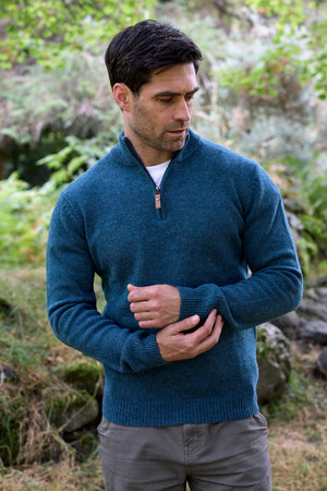 100% Lambswool Heavyweight 1/2 Zip Sweater – Everglade