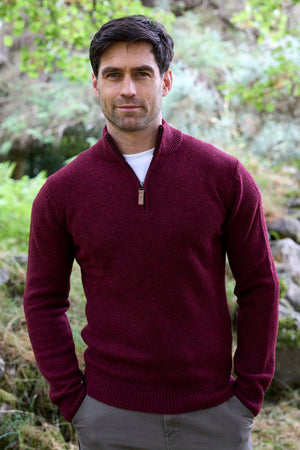 100% Lambswool Heavyweight 1/2 Zip Sweater – Rhododendron