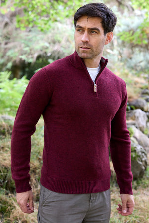 100% Lambswool Heavyweight 1/2 Zip Sweater – Rhododendron