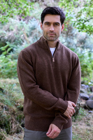100% Lambswool Heavyweight 1/2 Zip Sweater – Grizzly