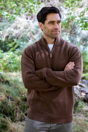 100% Lambswool Heavyweight 1/2 Zip Sweater – Grizzly