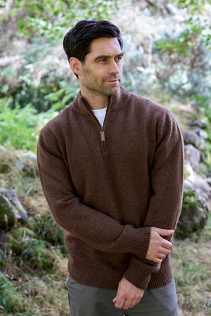 100% Lambswool Heavyweight 1/2 Zip Sweater – Grizzly