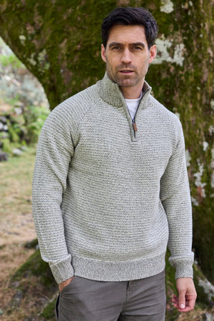 1/2 Zip Wool Blend Sweater in Oatmeal