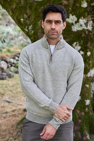 1/2 Zip Wool Blend Sweater in Oatmeal