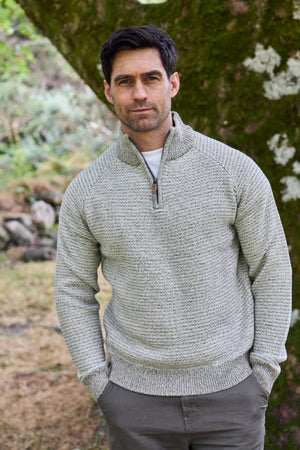 1/2 Zip Wool Blend Sweater in Oatmeal
