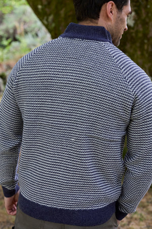 1/2 Zip Wool Blend Sweater - Blue