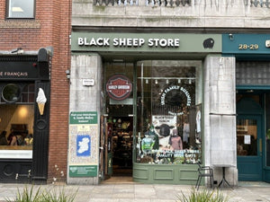 Storefront of Black Sheep Store,  
27 Nassau Street, Dublin, with glass windows and visible merchandise.