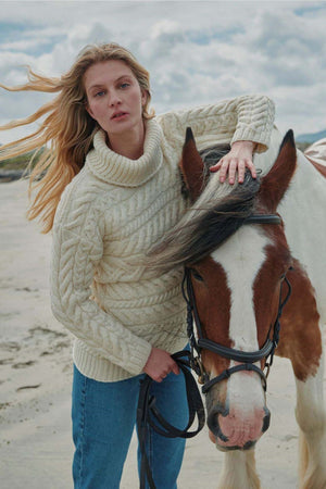 100% Super Soft Merino Wool Cowl Neck - Natural