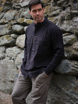 Traditional Grandfather Shirt Black