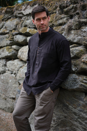 Traditional Grandfather Shirt Black