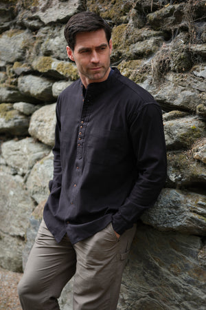 Traditional Grandfather Shirt Black