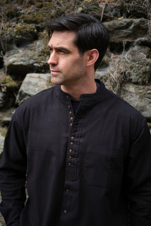 Traditional Grandfather Shirt Black