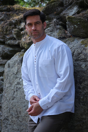 Traditional Grandfather Shirt White