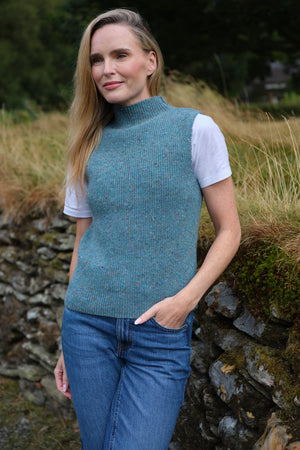 70% Merino Wool & 30% Mohair Sleeveless Vest – Duck Egg