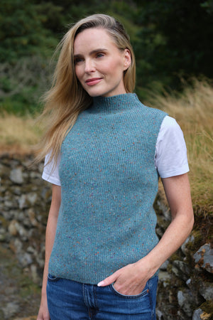 70% Merino Wool & 30% Mohair Sleeveless Vest – Duck Egg