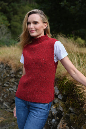 Merino and Mohair Sleeveless Vest Red