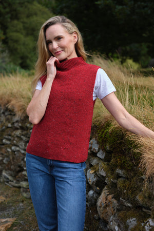 Merino and Mohair Sleeveless Vest Red