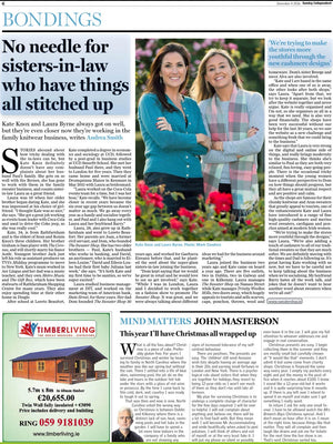 Sunday Independent 2016- No Needle for Sisters In law who have things all stitched up - Kate Knox, Laura Byrne - Sweatershop.ie