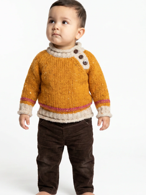 Baby Roll Neck Crew Sweater Mustard
