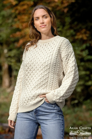 Merino Wool Aran Sweater Natural - Unisex