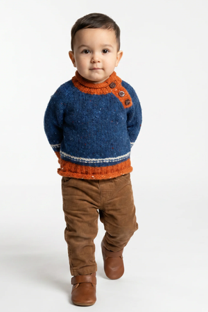 Baby Roll Neck Crew Neck Sweater Blue