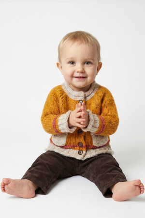 Baby Roll Neck Cardigan Mustard