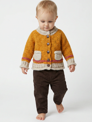 Baby Roll Neck Cardigan Mustard