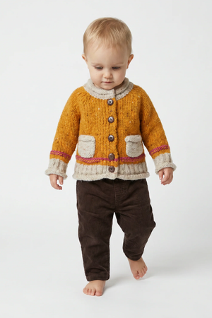 Baby Roll Neck Cardigan Mustard
