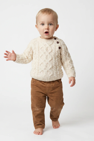 Kids Handknit Merino Sweater with button feature R404
