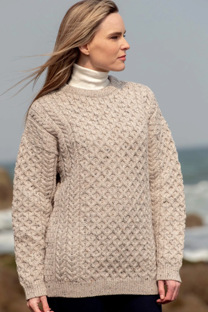 Merino Wool Aran Sweater Oatmeal - Unisex