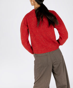 Wool and Cashmere V Neck Sweater- Kayla Sweater Chilli