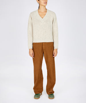 Wool and Cashmere V Neck - Kayla Sweater Chalk