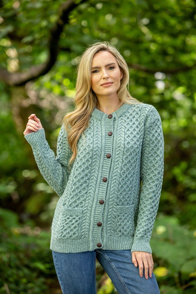 Ladies mint green cardigan best sale