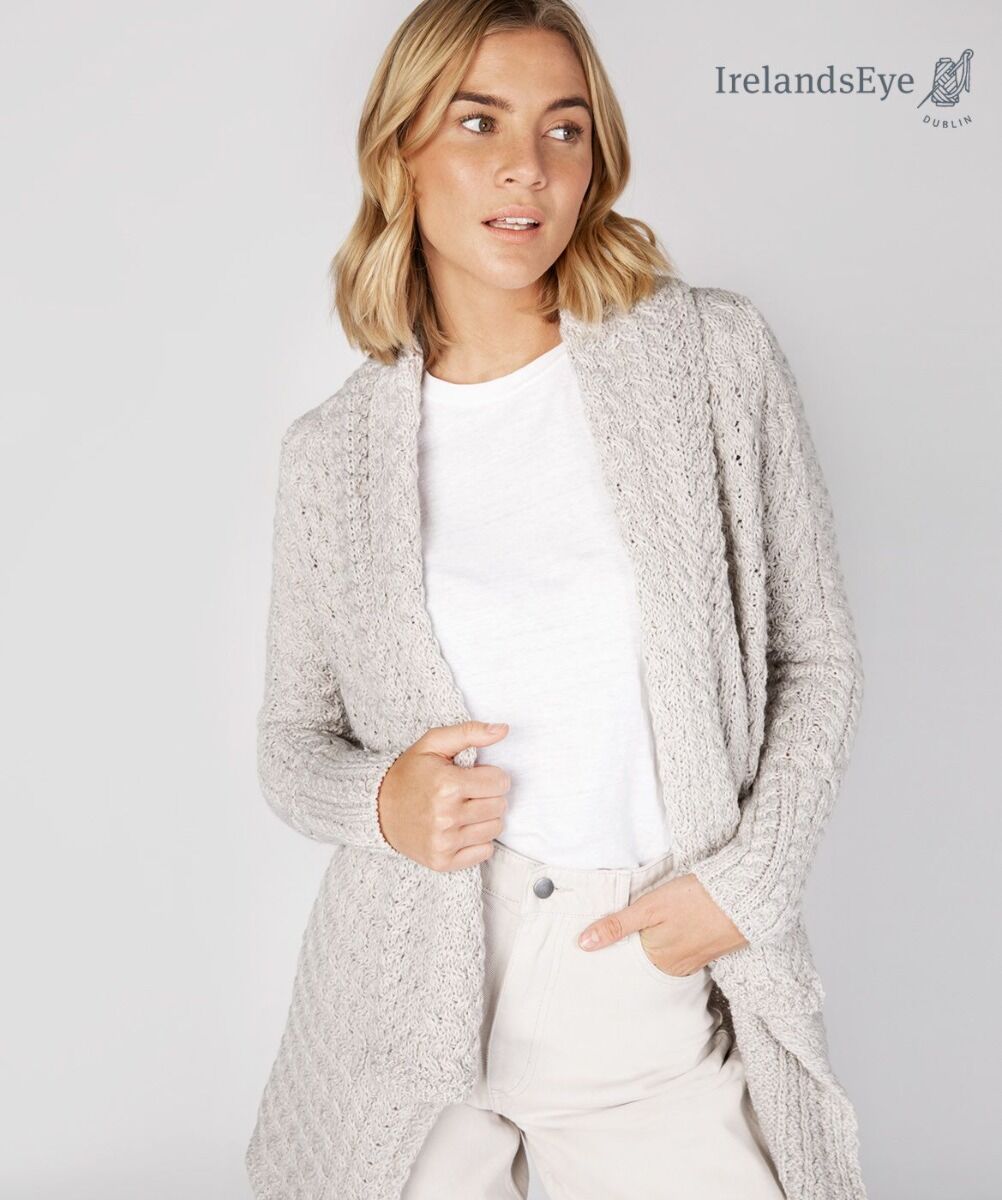 Womens Waterfall Cardigan Light Grey The Sweater Shop