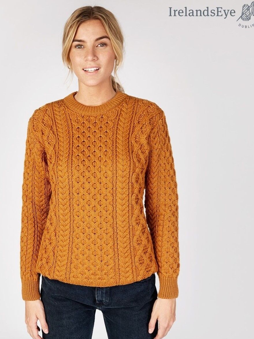 Unisex Heavyweight Aran Sweater Golden Ochre